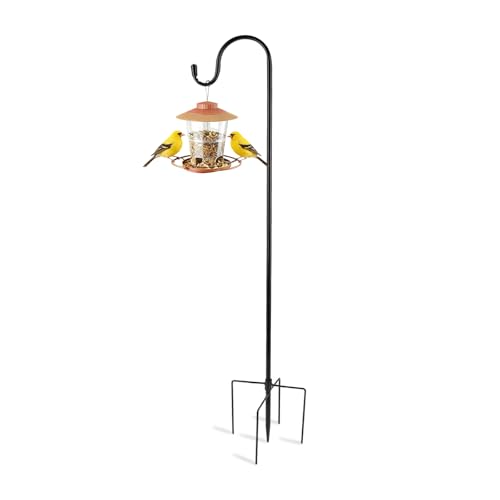 YOLCAR Bird Feeder Pole, 47 INCH Adjustable Iron Shepherds Hook for Outdoor, Heavy Duty Black Hook for Hanging Bird Feeders, Plant Baskets, Lanterns, and Wedding Decor