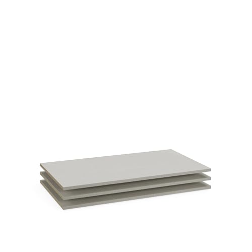 Rauch Möbel ZUBEHÖR, Einlegeböden, 3er-Set, für Drehtürenschränke von Rauch mit Einer Elementbreite von 93 cm, Farbe Texline Leinenoptik, Maße 90x12x45cm