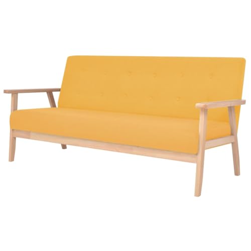 ZQQLVOO Canapé 3 places tissu jaune scandinave canapé 2 places avec cadre en bois massif et housse en polyester pour une détente confortable.