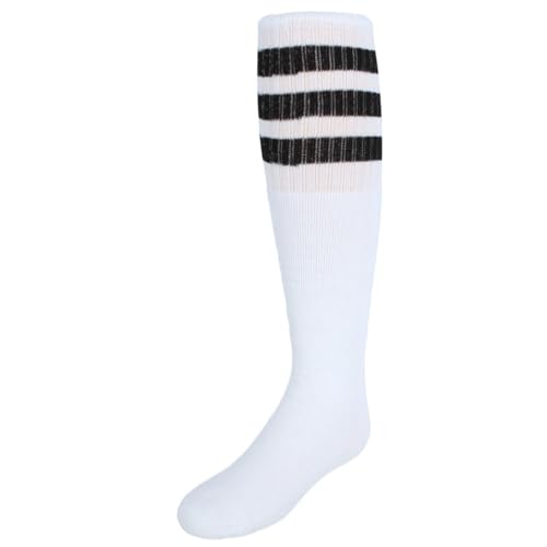 Jefferies Socks Kid's Striped Knee-High Tube Socks (1 Pair), Large (Shoe Sizes 6-9), Black