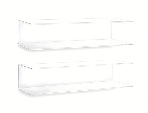 Clear Acrylic Floating Shelves - 2 Tier Wall Mounted Bathroom