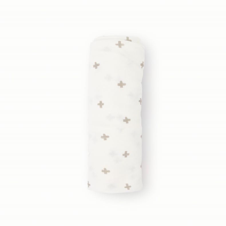 Image of Little Unicorn Premium Stretch Knit Swaddle Blanket | Super Soft with Optimal Stretch & Breathability for swaddling (Grey Cross)