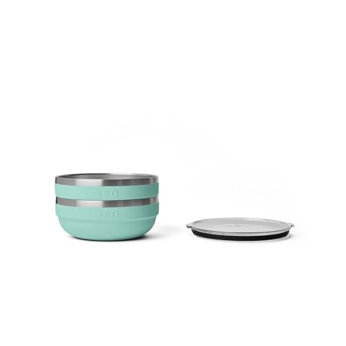 Image of YETI Rambler Low Bowl, Vacuum Insulated, Stackable and Nestable Stainless Steel Bowl with Lid, 3.6 Quart, Sea Stone
