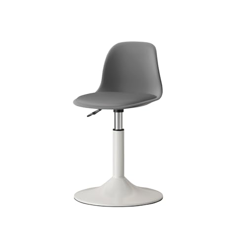 Junpllvic Modern Kitchen Adjustable Height Counter Chairs 360° Swivel Bar Stools with High Back for Kitchen Island Stools Pub Café Room White Base(Gray,38~52cm)