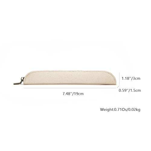 Image of Canvas Pencil Case Cartucheras De Maquillaje Pure Color Simple Mini (Beige, S)