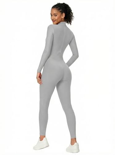 Image of Adult High Neck Long Sleeve Dance Unitard for Women Bodysuits Full Body Leotard Spandex Catsuit