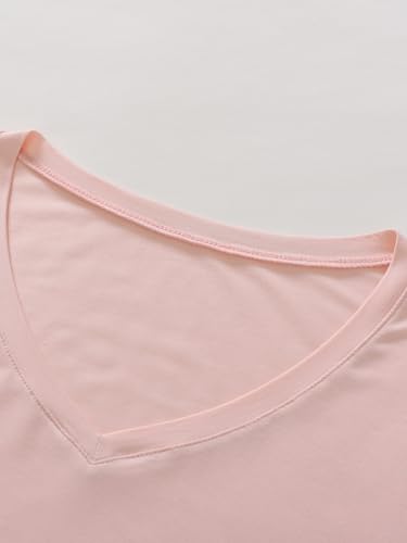 Latuza Women's Bamboo Viscose Pajama Tops V Neck Sleep Shirt 2 Pack4