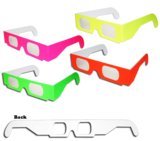 10 3D Paper Glasses, Diffraction, Plain Assorted Neon, Bulk #TOP1