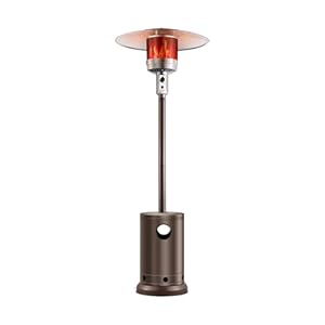 VEVOR Patio Heater for Outdoor Use 50000BTU Propane Heater Tall Hammered With Round Table Design Metal Burner and Wheels Fixed Outdoor Patio Flame Heater for Patio Party Backyard Garden Bronze