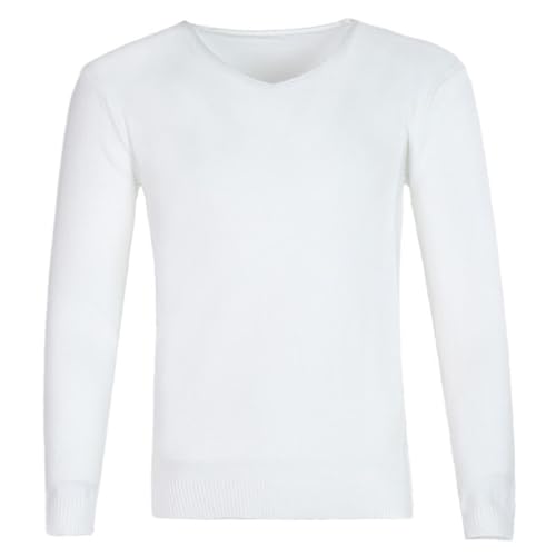 Mens Lightweight Soft V Neck Pullover Sweater Solid Color Breathable Comforable Long Sleeve Knitted Sweaters