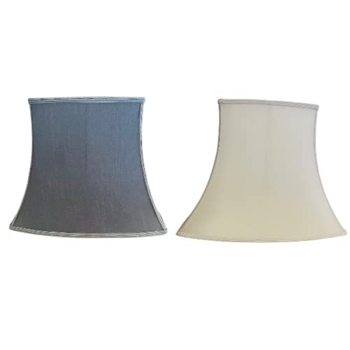 Tia Modern Style Silk Look Fabric Grey White Rectangular Table Lamp Shade (17 Inch, White)