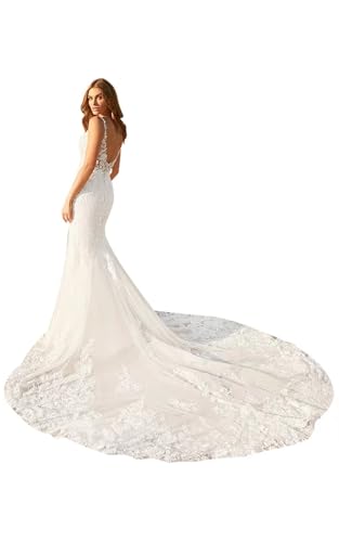 Beach Wedding Dresses for Bride 2025 Mermaid Lace Appliques Tulle Boho Bridal Gowns with Long Sleeve