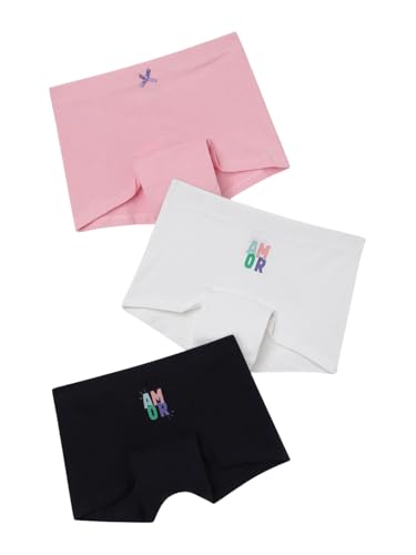Image of mackly Girls Boxers (Pack of 3) - Cotton Boxer Shorts, Seamless Comfort, Mid Waist Boyshorts Panties