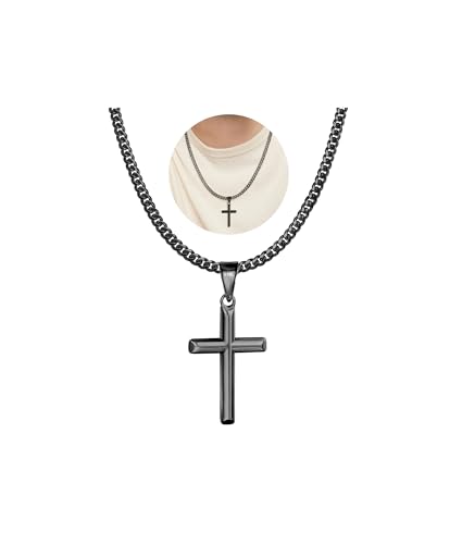 FIBO STEEL Men's Stainless Steel Cross Chain - Rugged daily wear for men