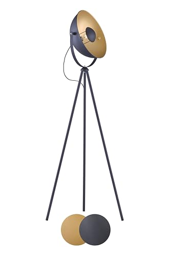 lightling modern Stehleuchte Lotta Design matt-schwarz/gold 1 x E27 max. 60W, ø 40 cm, Höhe 120-160 cm