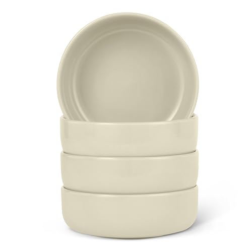 Amazon Basics Glazed Stoneware Bowls, Ceramic 4-Piece Set, Dishwasher-Safe, 5.5 in., Ivory
