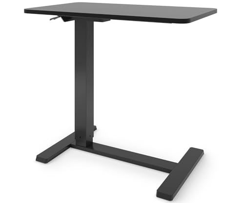 ESMART EACM-121BB 71 x 40 cm Schwarz - Mobiler stufenlos pneumatisch höhenverstellbarer Beistelltisch 64-99 cm auf Rollen für Couch, Bett, Kinderzimmer und Homeoffice