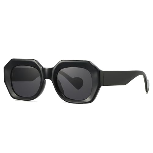 Lunettes de soleil carrées polygonales femmes mode tendances avec verres bleu-vert anti-UV