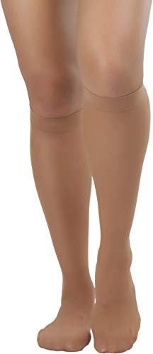 Image of ToBeInStyle Women Pack of 6 Sheer Knee-High Trouser Socks Reinforces Toes