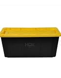 HDX 57 Gal. Tough Storage Tote in Black with Yellow Lid single