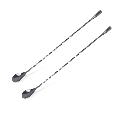 KTOJOY 2 Pack 12.5 Inch Bar Spoon Cocktail Mixing Spoon – Stainless Steel Cocktail Stirrers with Polished Surface(Black) by KTOJOY - Used condition - US$9.10