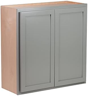 Quicklock RTA (Ready-to-Assemble) | 36'' Tall Wall Kitchen Cabinets - Shaker Style 100% Hardwood Made in America Soft Close Hardware Storage Cabinet (Magnetic Grey, 12'' D x 30'' W H), MGW303612RTA