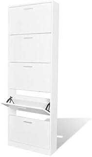 vidaXL Wooden Shoe Cabinet with 5 Compartments Storage Cabinet Organiser Home Indoor Living Room Furniture Shoe Storage Rack Shelf White