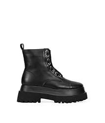 BOSANOVA Botas militares de caña baja con cremallera central, detalle de cordones y suela track de 6,5 cm. Cierre con cremallera. Calzado para mujer NEGRO 38