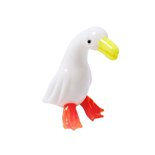 Fluxioxtna Anatra di vetro Decorazioni Cartoon miniatura animale scultura per interni ed esterni giardino paesaggio ornamento carino statua animale