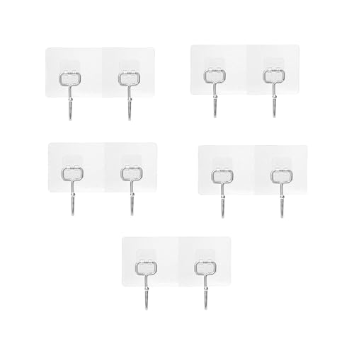 Image of 6 PCS Wall Hook for Hanging Heavy Duty Hooks for Wall No Drill Sticker Hooks Self Adhesive Magic Sticker for Bathroom Kitchen Home Office Towels Racks Shelves Bags and Coats (6 Piece)