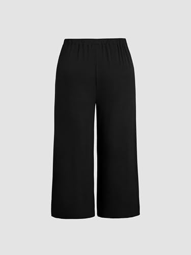 CIDER Women’s Plus Size Fashion Wide Leg Pants Palazzo Flowy Elastic Waist Pants with Pockets4