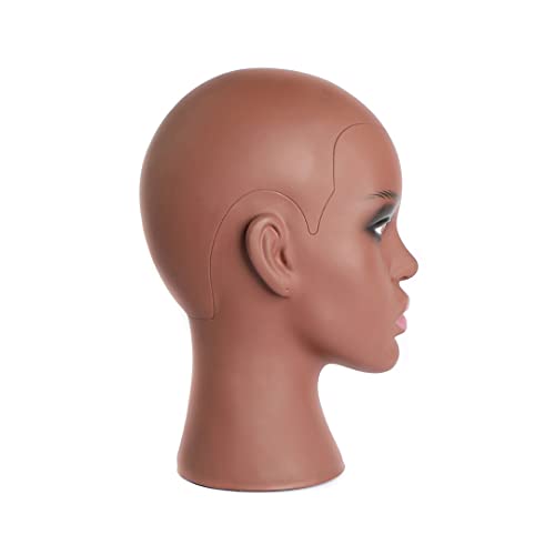 Phamb Afro Mannequin Head For Wigs Black Styrofoam Mannequin Head With Real Female African American Profile Face Bald Mannequin Head For Making Wigs #TOP3