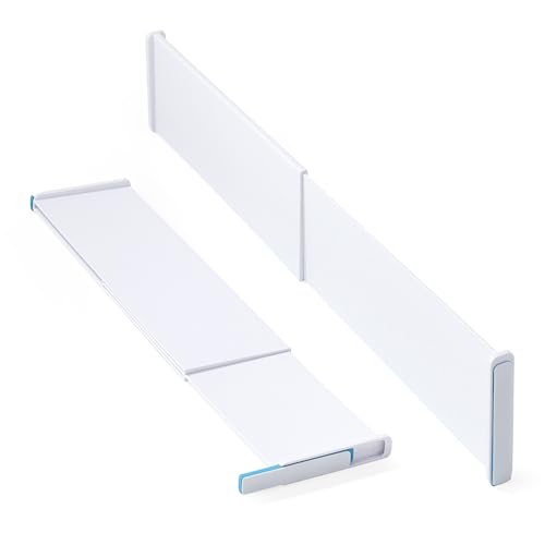 YouCopia ReStickable™ Drawer Dividers, Extra-Long, Adjustable Kitchen Organizers for Utensil and Tool Storage, Expands 13″ to 24″, Deep Height, 2-Pack, Speckled White