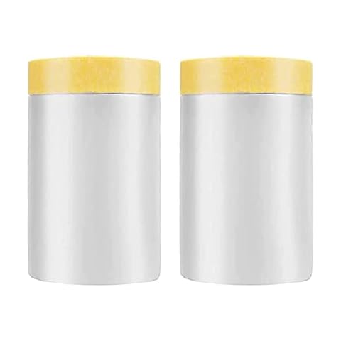 WELSTIK Dust Sheet Roll with Tape Masking Film for Painting Bed Furniture Covering, 0.55m*20m*2 Packs Cover