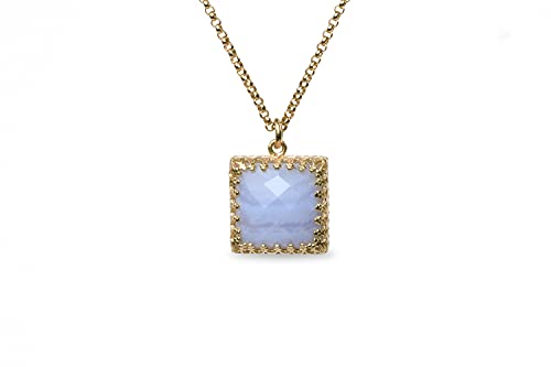 Collier superposition déclaration avec pendentif agate dentelle véritable et or - 6