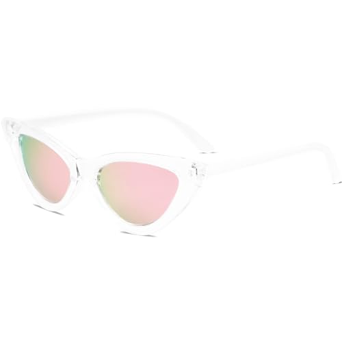SOJOS Retro Vintage Narrow Cat Eye Sunglasses for Women Clout Goggles Plastic Frame SJ2044