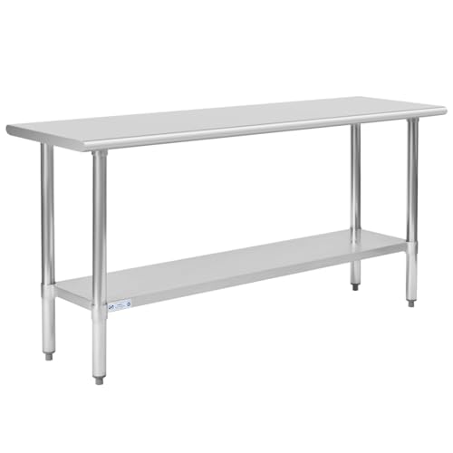 Hally Stainless Steel Table for Prep &amp; Work 18 x 72 Inches NSF Commercial