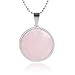 Collier Femme Pierre Naturelle - Reiki Naturel Collier Rond Pendentifs Pierre Précieuse Acier Inoxydable Quartz Rose Chakra Bijoux - Noël Bijoux Fantaisie Filles Accessoires Cadeaux De Vacances,Ro