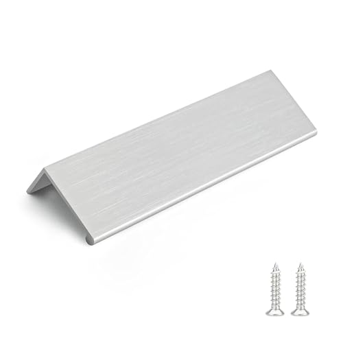 Image of Rergy 30 Pack 4 inch Cabinet Pulls Brushed Nickel Finger Pulls for Cabinets | Aluminum Alloy Silvery Edge Pulls Modern Cabinet Handles for Kitchen, Cupboard, Drawers, Dressers, Screws Included