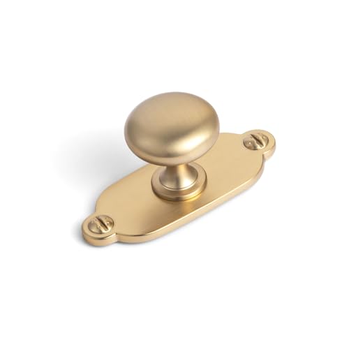 Image of Goo-Ki Champagne Bronze Zinc Alloy Cabinet Knob with Backplate - Single Hole Center Cabinet Pull Hardware for Bedroom, Kitchen, 6 Pack（8611-G013）