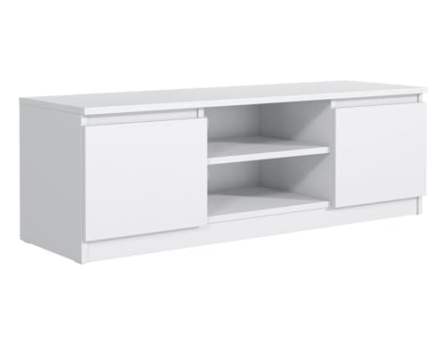 MebLocker Meuble TV Suspendu Longueur Blanc 138,6 x 39 x 40cm - Table Television Salon - Moderne Meuble Télé Mural - Banc TV -Grand Meubles Tele Chambre -...