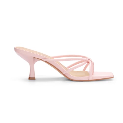 Image of Women's Strappy Kitten Heel Thong Sandals Square Toe Mules