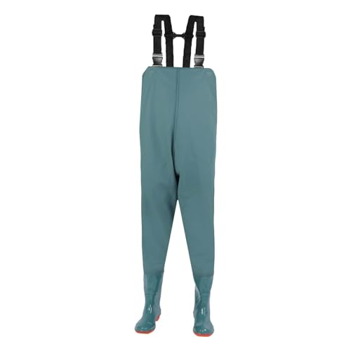 KEIZHUONIQIU Vadeadores para hombre con botas, impermeables, transpirables, de nailon y PVC, pantalones de pesca ajustables, verde, 38
