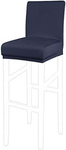 PiccoCasa Set of 4 Bar Stool Covers with Elastic Bottom, Stretch & Removable Dining Chair Covers for Pub Counter - Spandex Height Side Chair Covers Protector Slipcovers Dark Blue