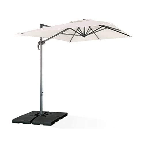 Alice's Garden - Parasol déporté rectangulaire 2x3m - Antibes - Ecru - Parasol excentré inclinable. rabattable et rotatif à 360°.