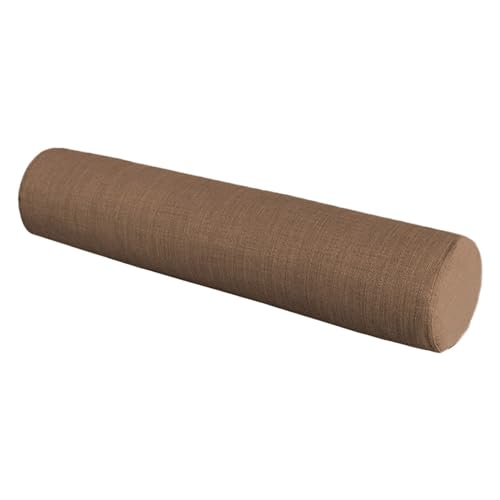 Waigg Kii Almohada redonda larga para cama, cojín cilíndrico para sofá, almohada de apoyabrazos para sofá, almohada redonda para soporte cervical o lumbar (10 x 45 cm, marrón)