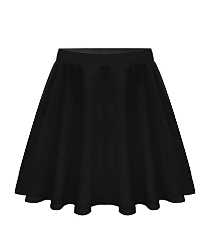 RITERA Plus Size Basic Versatile Stretchy Elastic Waist Flared Casual Mini Skater Skirt/Pleated Plaid Skirt for Women XL-5XL
