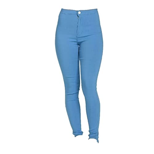 Jean Leggings for Women High Waist Slim Fit Skinny Leg Pull on Jeans Classic Stretch Wash Tapered Denim Pants (Blue,3X-Large)