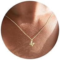 Colar com inicial, colar de letra banhado a ouro 18K, colar com p...