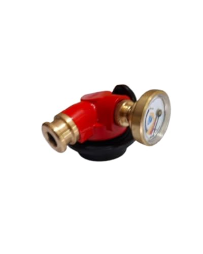 Image of SKEWED HORIJONTAL Gas Regulator with Pressure Indicator Gauge | Leak-Resistant Domestic Cylinder Regulator | Heavy-Duty Brass & Metal Gas Stove Regulator | Easy Lock Safety Regulator for Home Kitchen